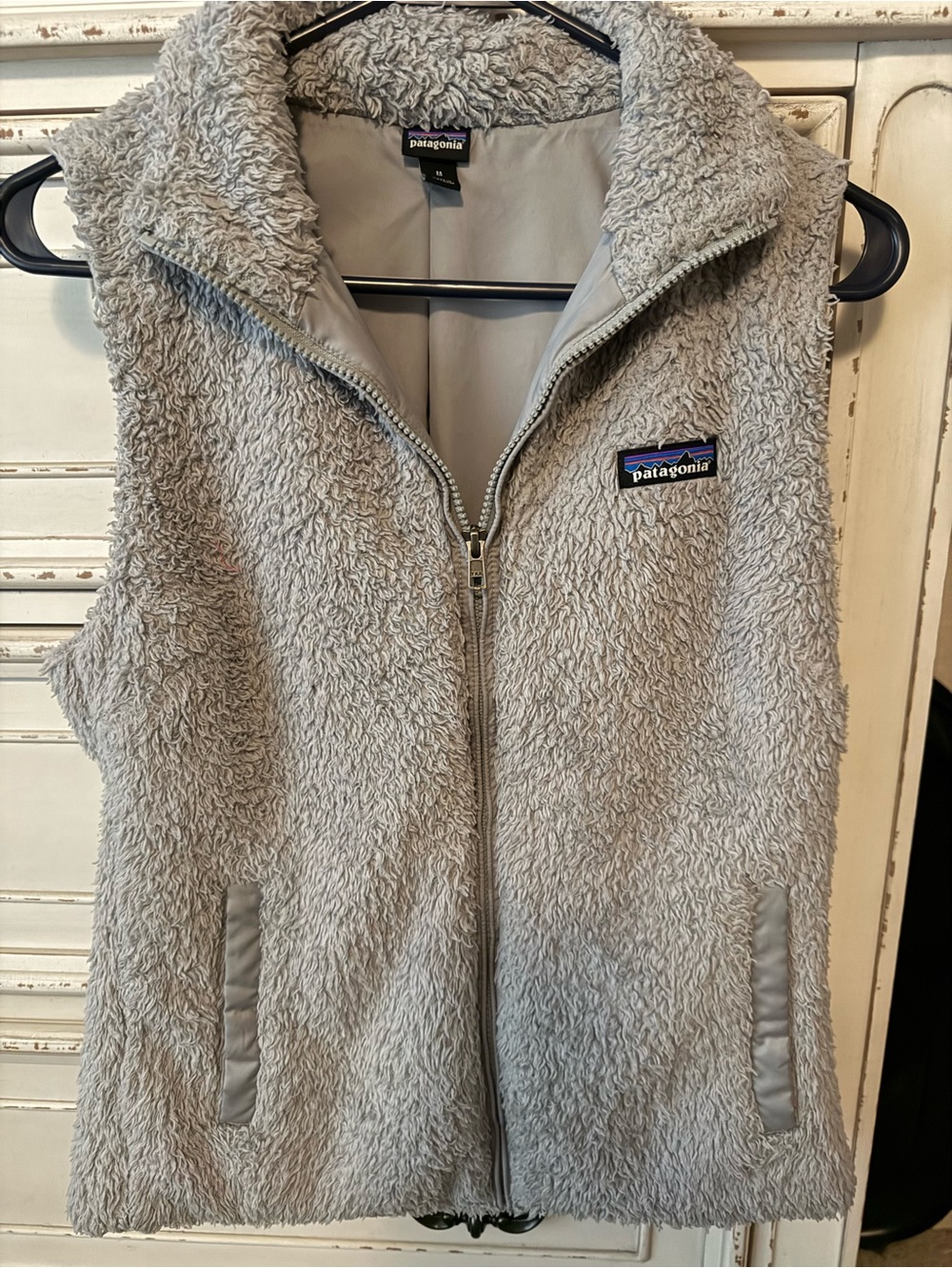 Patagonia Light Gray Sherpa Fleece Vest
